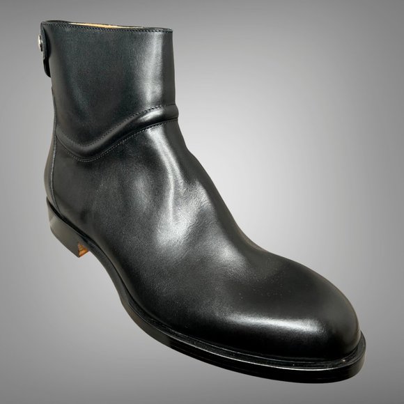 Hermes NIB Luxurious Black Calfskin Leather Ankle Boot EU Size 45 Shoes main image 8